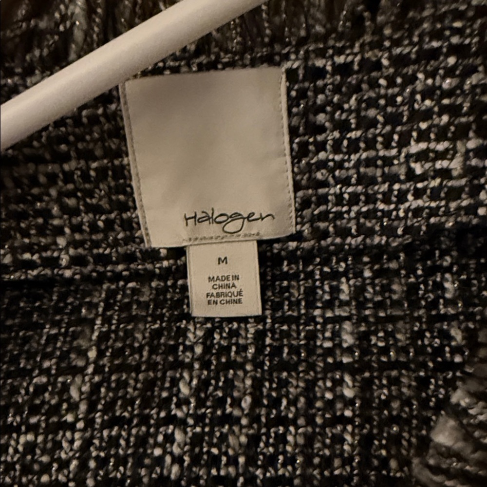 Halogen Black and Gray Woven Fringe Open-Front Jacket - Picture 2 of 3